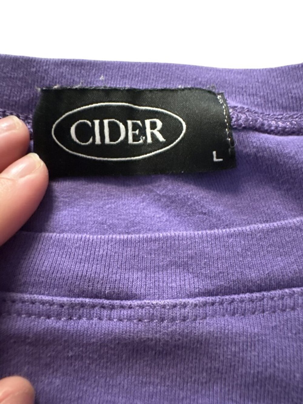 Cider “Cherry Baby” Purple Graphic Baby Tee Crop Top Size Large - Picture 5 of 5